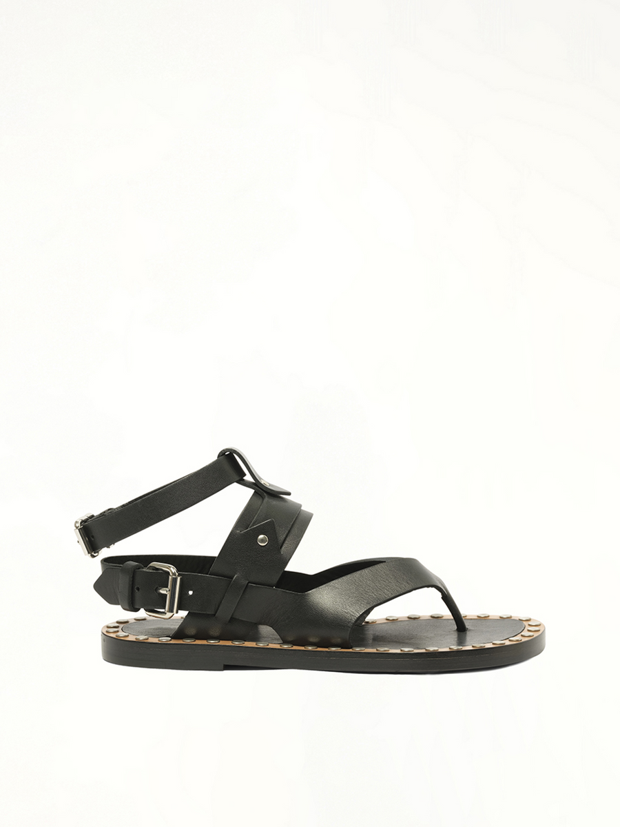 Justy Sandals in Black Side View | ISABEL MARANT