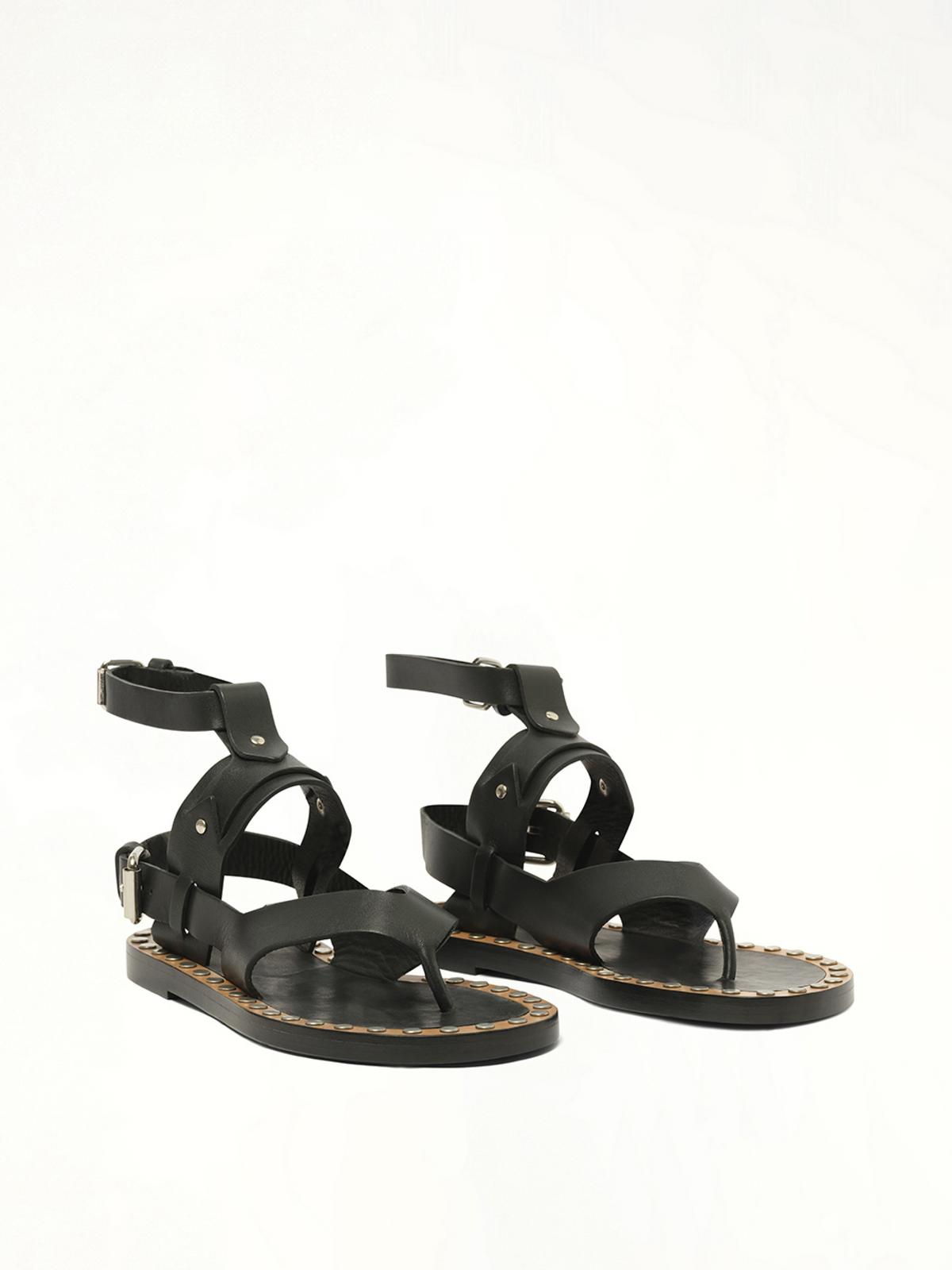 Justy Sandals in Black Front View | ISABEL MARANT