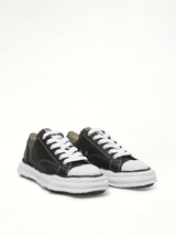 Peterson 23 OG Low Leather Sneaker in Black/White Front View | MAISON MIHARA YASUHIRO