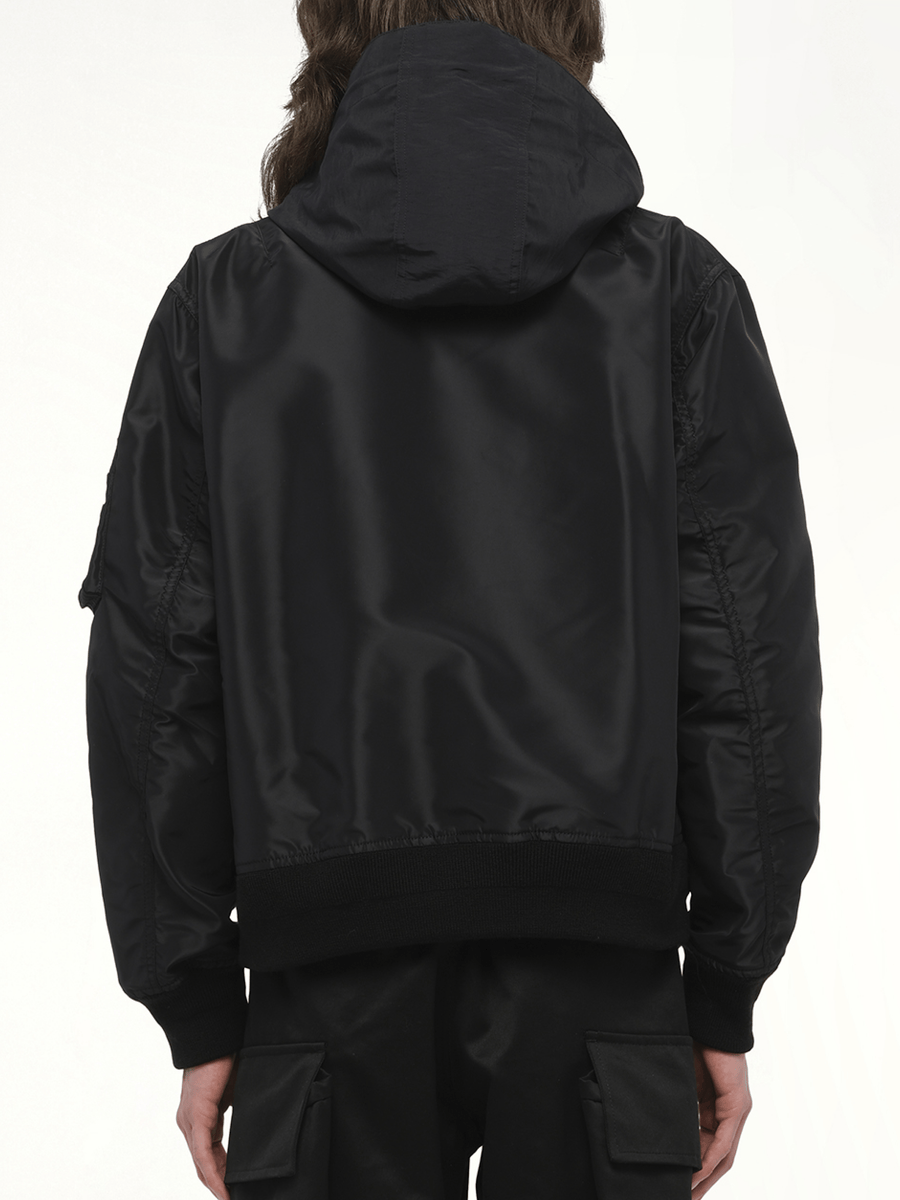 Nylon Twill x Grosgrain Blouson in Black