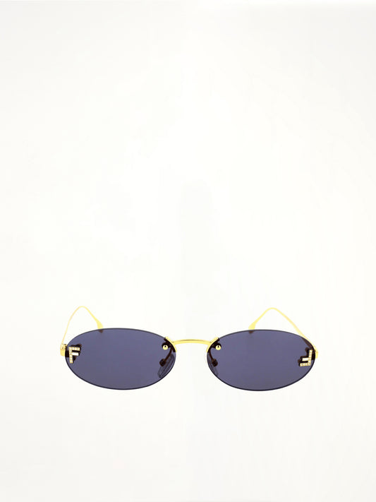 Fendi FE4075US 5430V Metal Sunglasses in Dark Blue/Gold