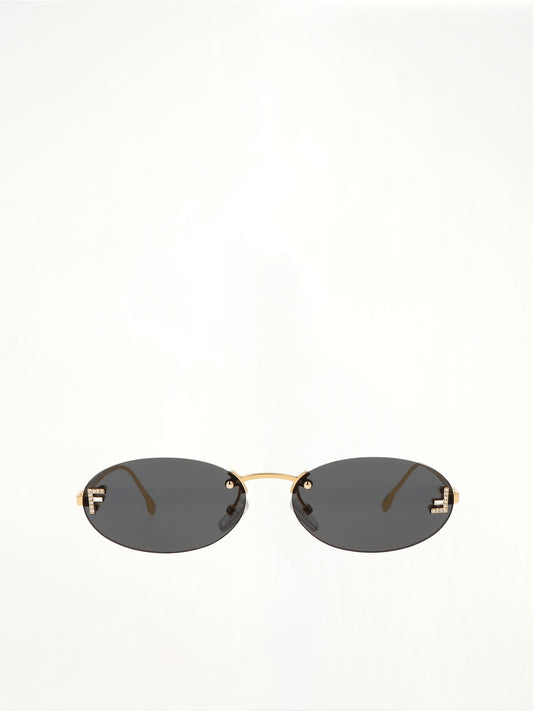 Fendi FE4075US 5430A Metal Sunglasses in Dark Grey/Gold