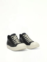 Low Sneaks in Black/Milk/Milk Front View | RICK OWENS