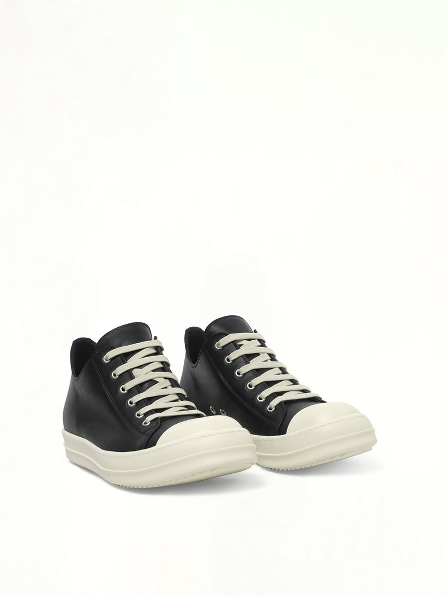 Low Sneaks in Black/Milk/Milk Front View | RICK OWENS