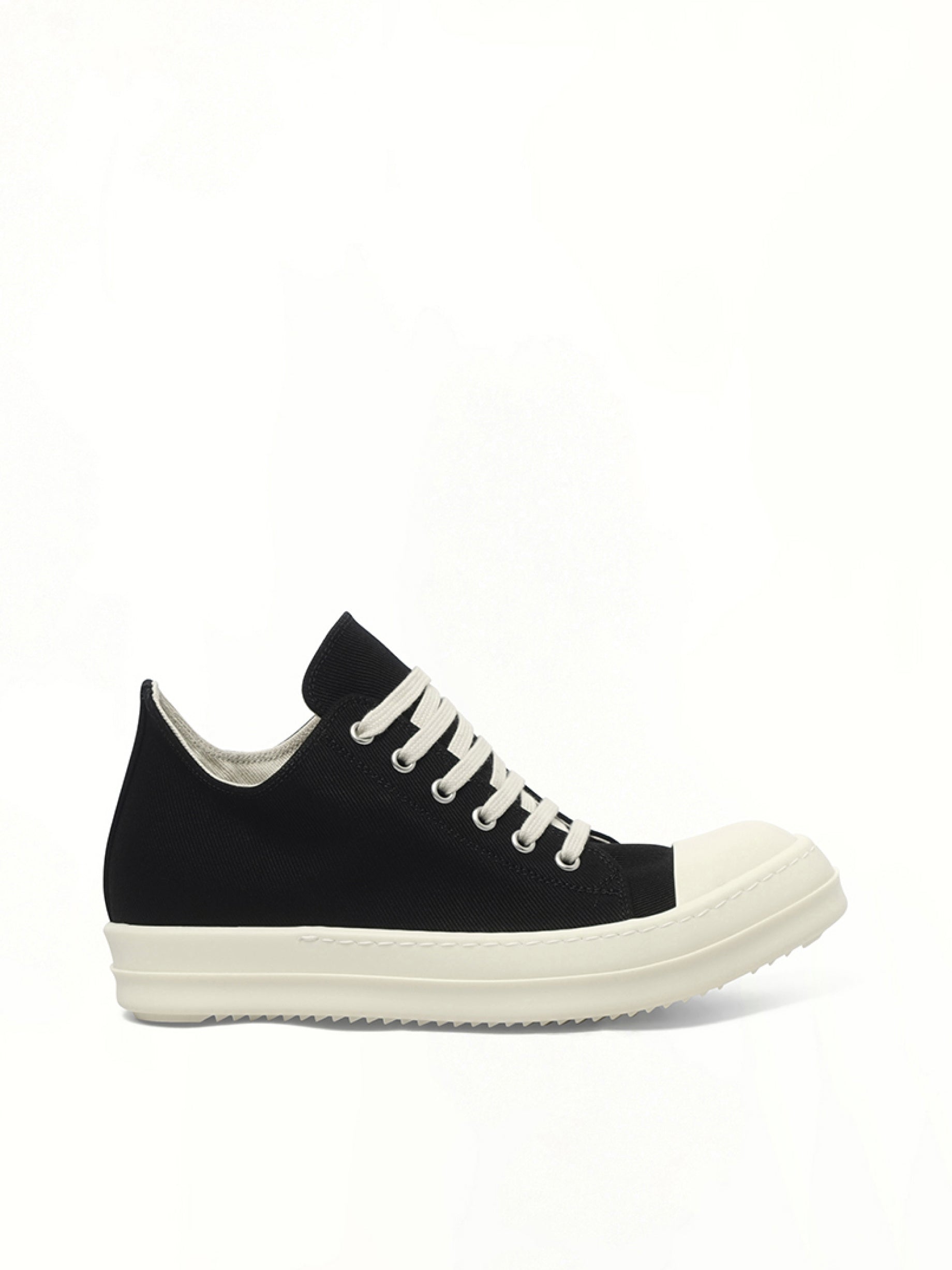 Low Sneaks in Black/Milk/Milk Side View | RICK OWENS DRKSHDW