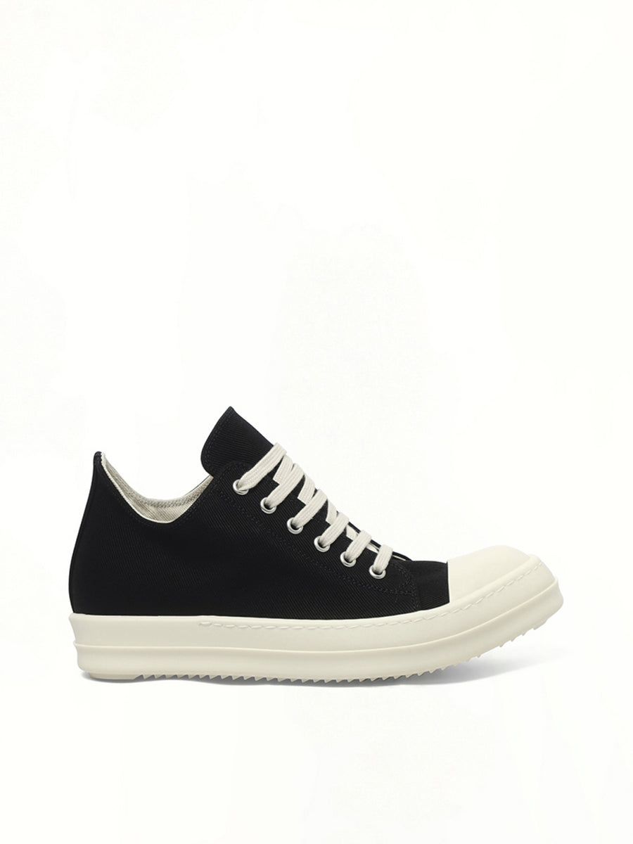 Low Sneaks in Black/Milk/Milk Side View | RICK OWENS DRKSHDW