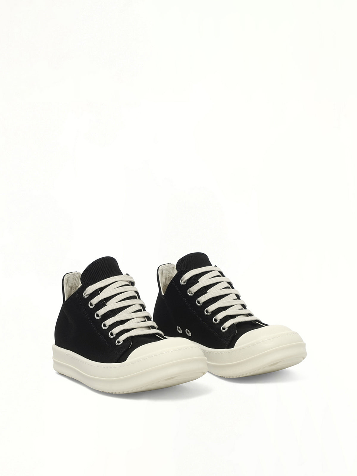 Low Sneaks in Black/Milk/Milk Front View | RICK OWENS DRKSHDW