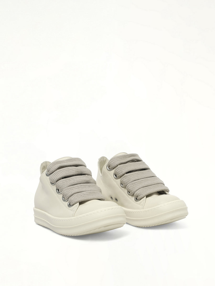 Jumbolace Low Sneaks in Milk/Milk/Milk Front View | RICK OWENS