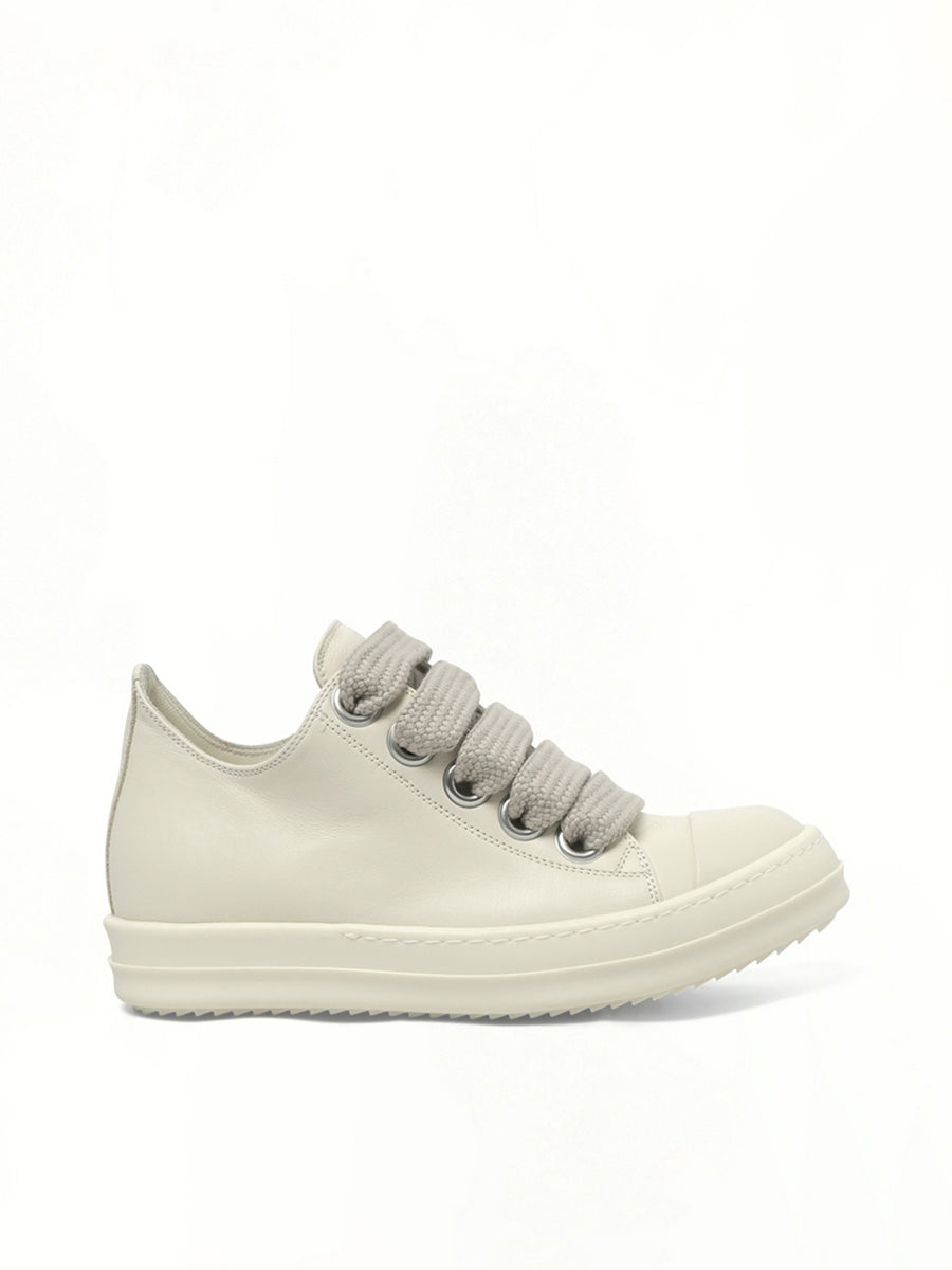 Jumbolace Low Sneaks in Milk/Milk/Milk Side View | RICK OWENS
