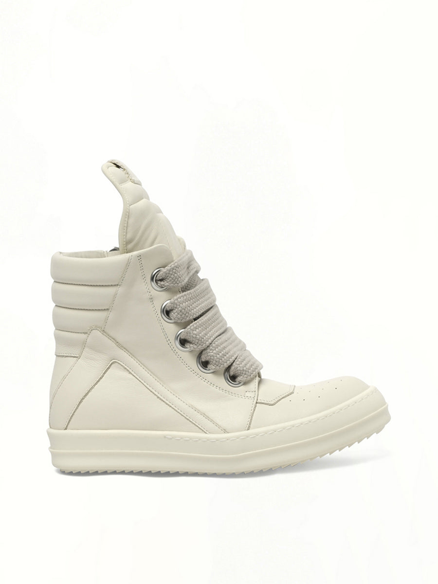 Jumbolace Geobasket in Milk/Milk/Milk Side View | RICK OWENS