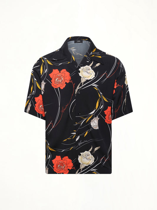 Floral Camp Shirt in Black