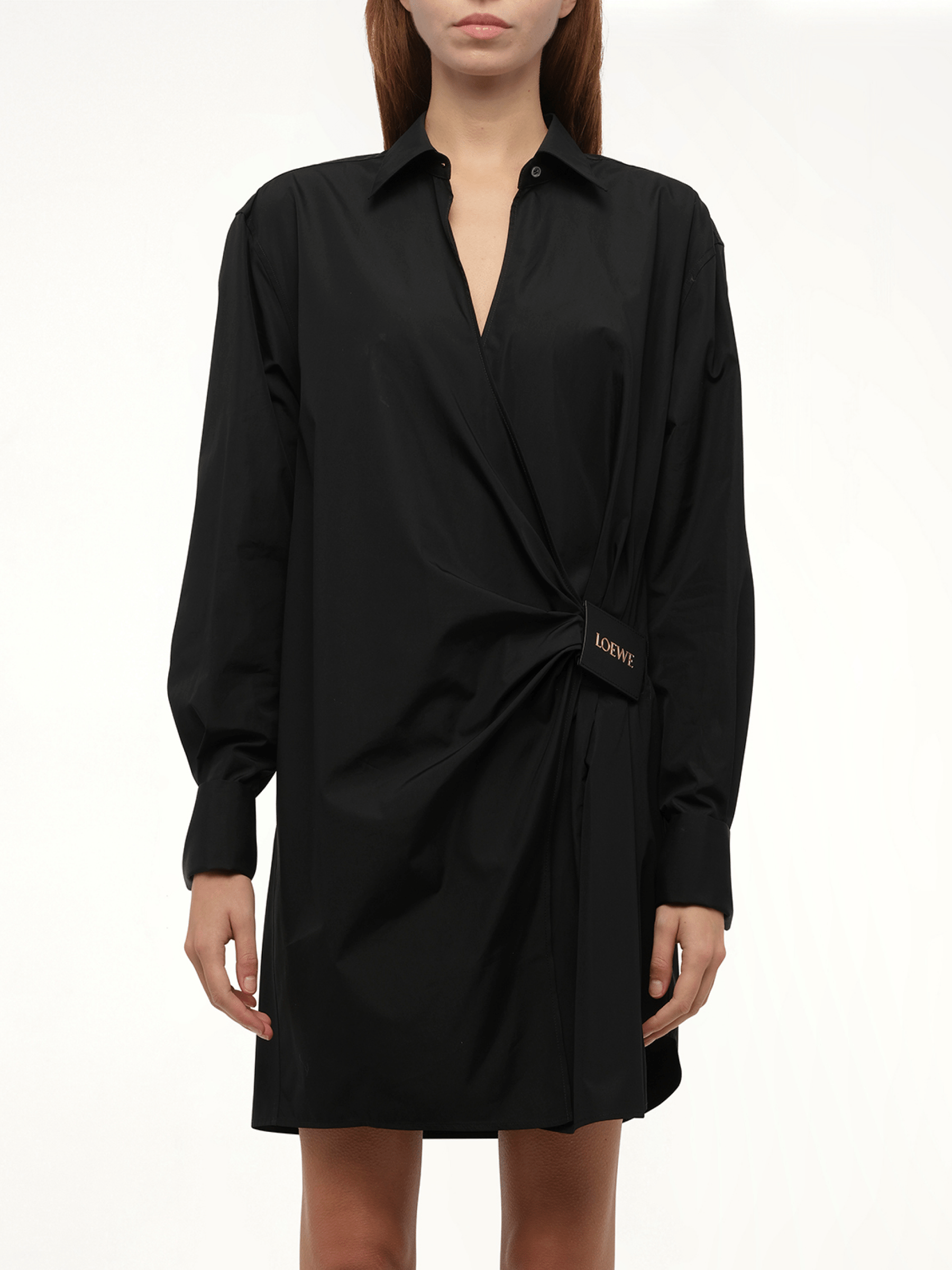 Loewe Draped Shirt Dress in Black