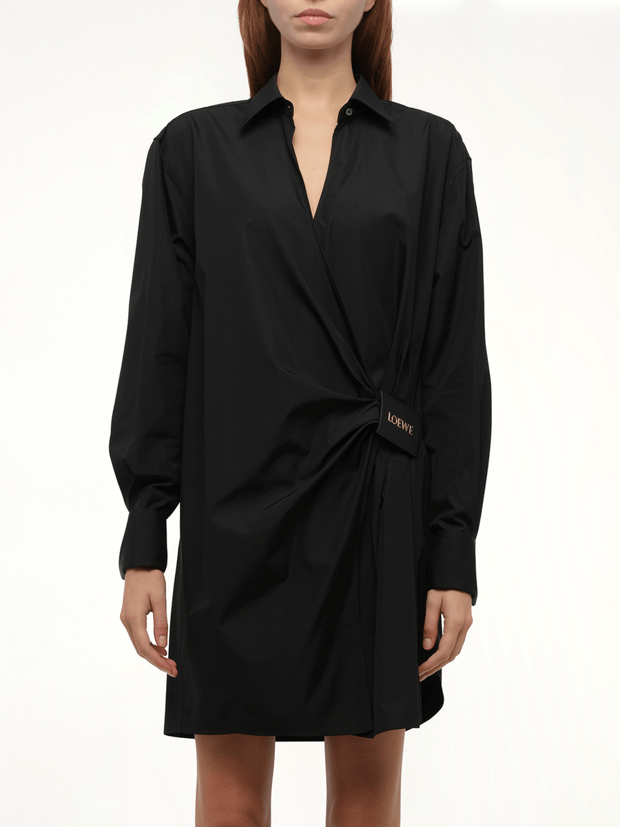 Loewe Draped Shirt Dress in Black