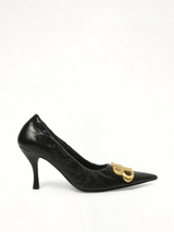 Monaco Pump BB H90 in Black/Gold Side View | BALENCIAGA