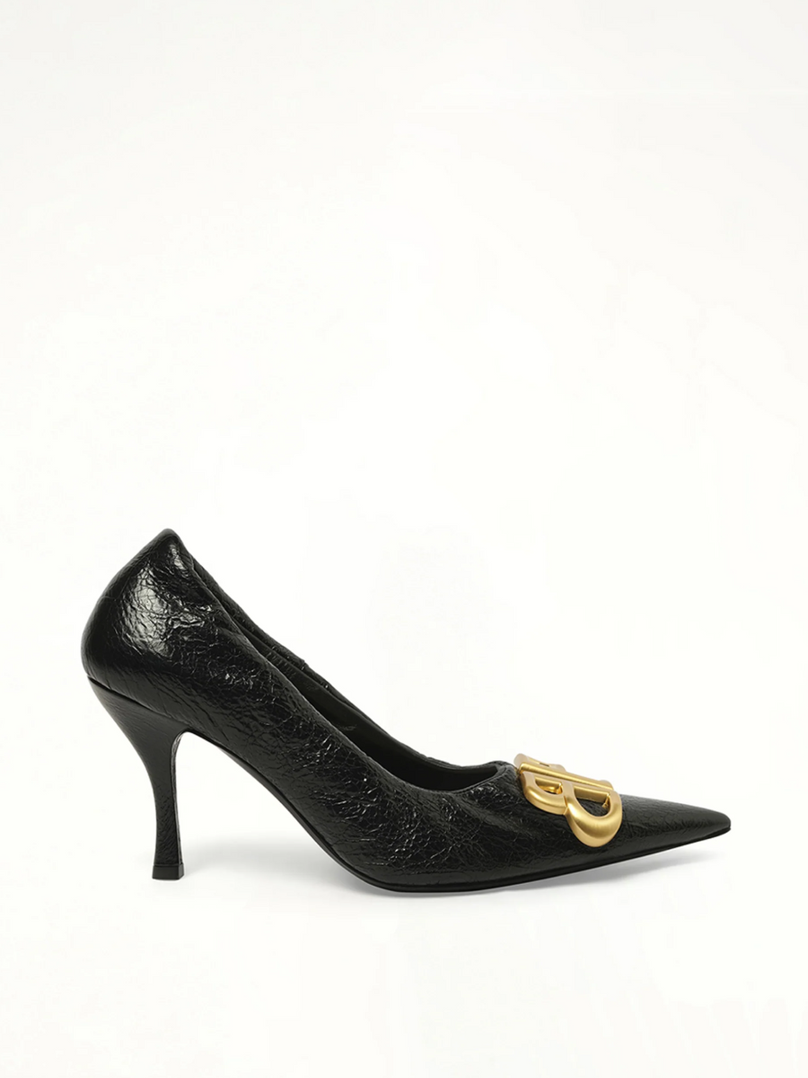 Monaco Pump BB H90 in Black/Gold Side View | BALENCIAGA