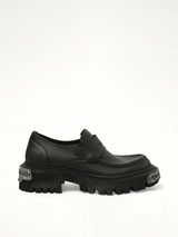 Tractor Loafer L20 in Black/Silver Side View | BALENCIAGA