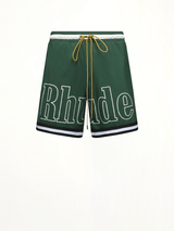 Rhude Logo Basketball Swim Short in Forest Green/Black/White