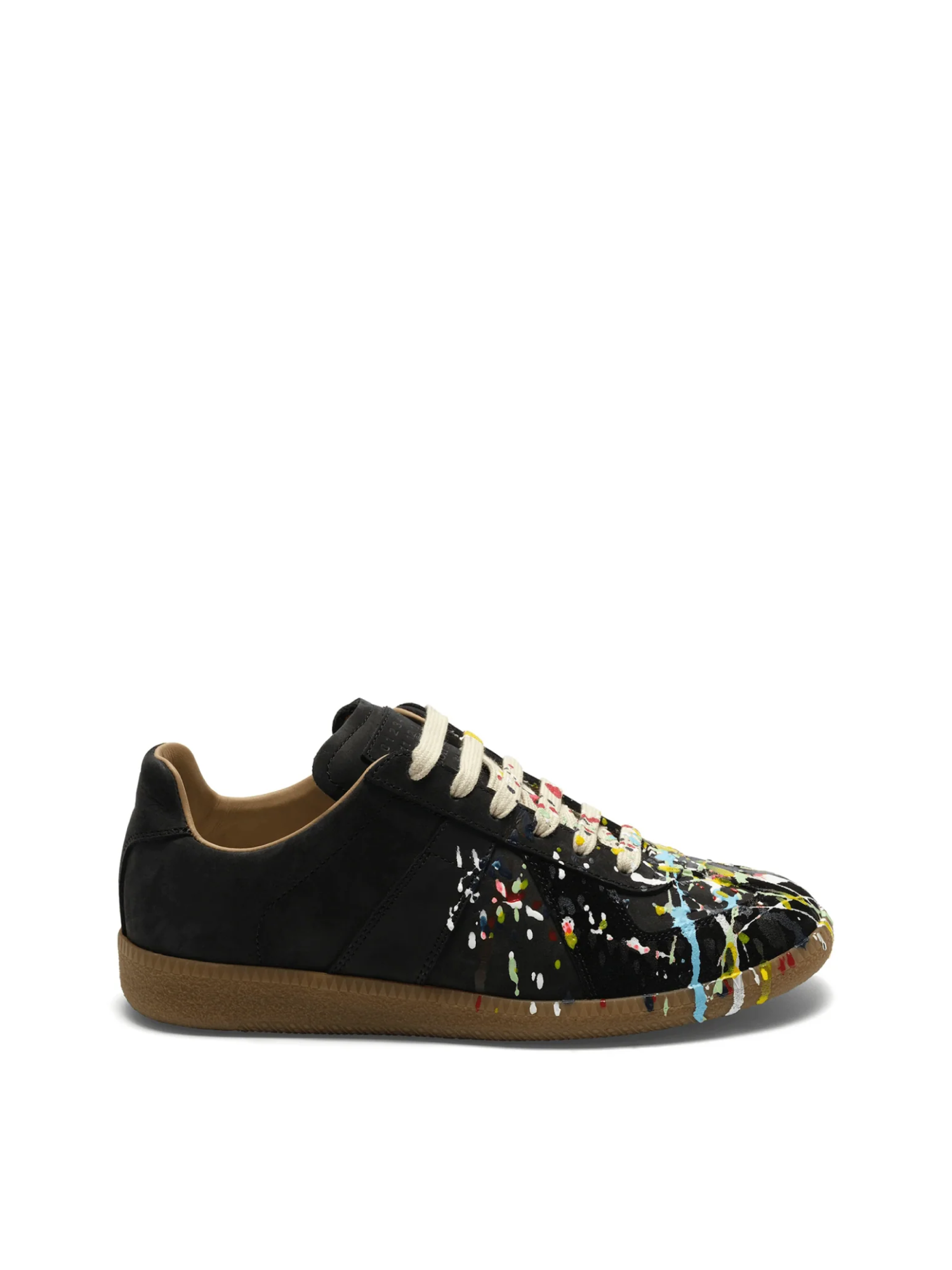 Replica Paint Splatter Sneaker in Black Side View | MAISON MARGIELA