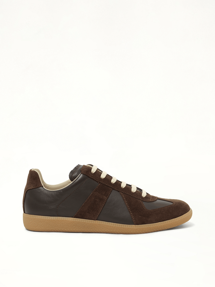 Replica Leather Sneaker in Brown Side View | MAISON MARGIELA