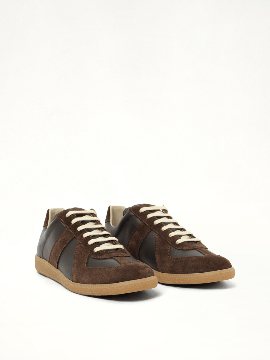 Replica Leather Sneaker in Brown Front View | MAISON MARGIELA