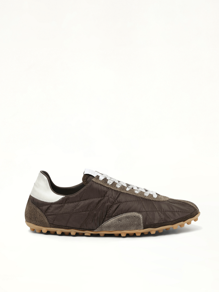 Sprinters Low Sneaker in Dark Green/White/Grey Side View | MAISON MARGIELA
