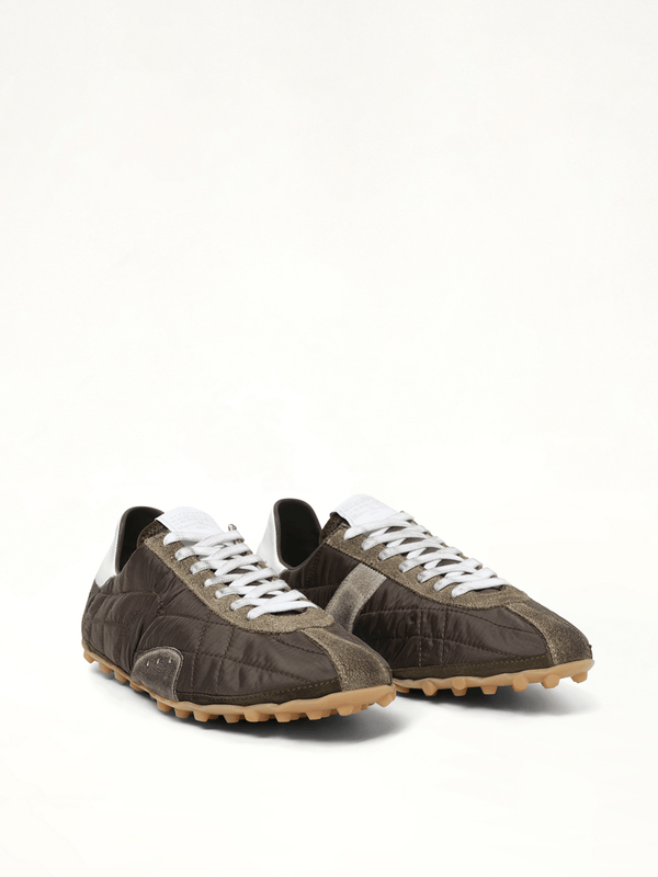Sprinters Low Sneaker in Dark Green/White/Grey Front View | MAISON MARGIELA