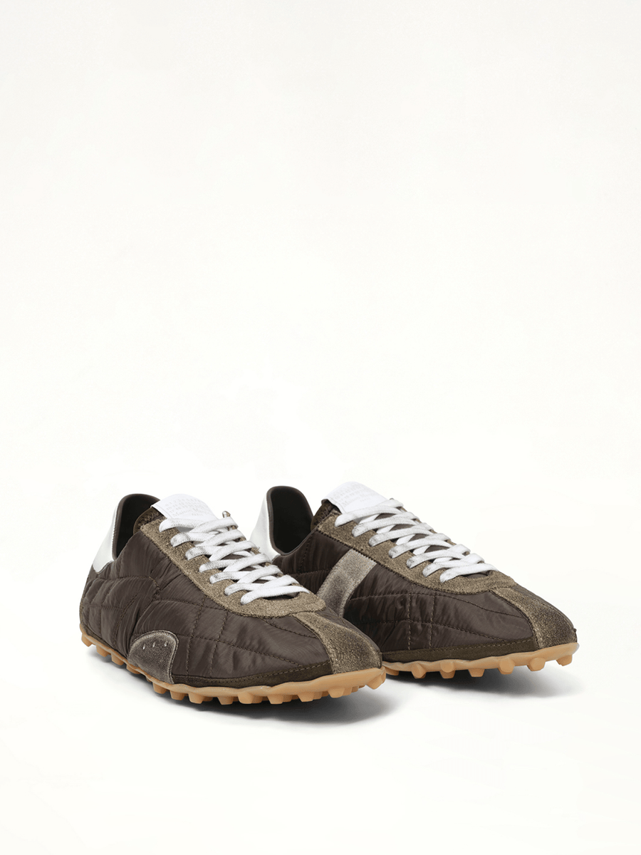 Sprinters Low Sneaker in Dark Green/White/Grey Front View | MAISON MARGIELA