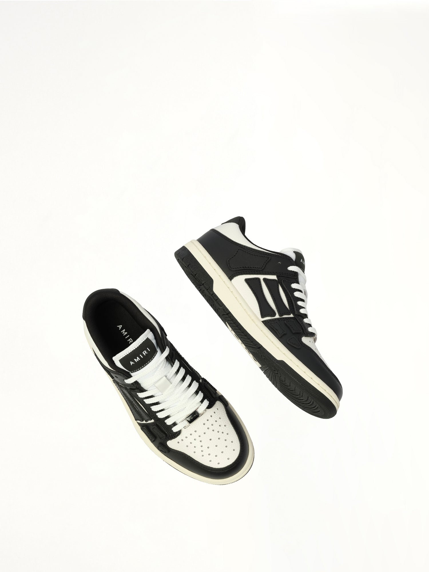 Skeleton Top Low Sneaker in Black/White Top View | AMIRI