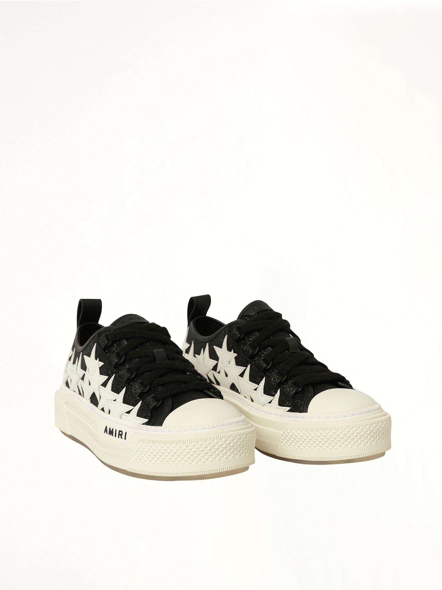 Glitter Stars Court Low Sneaker in Black Front View | AMIRI