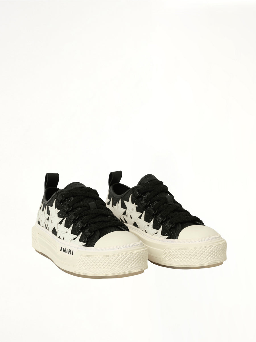 Glitter Stars Court Low Sneaker in Black Front View | AMIRI