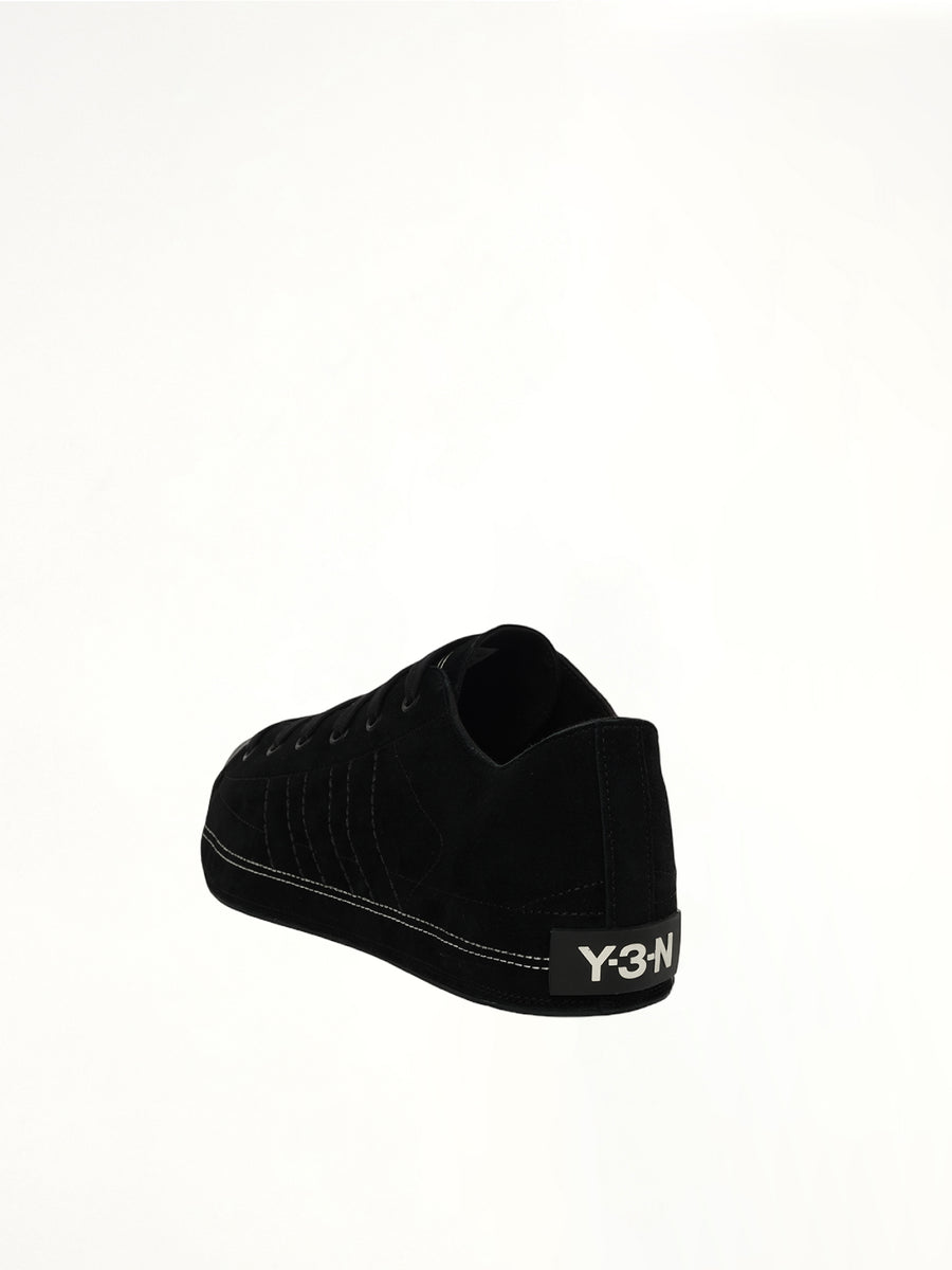 Y-3 X NBHD Nizzastar Lo Sneaker in Black/Off White Back View | Y-3
