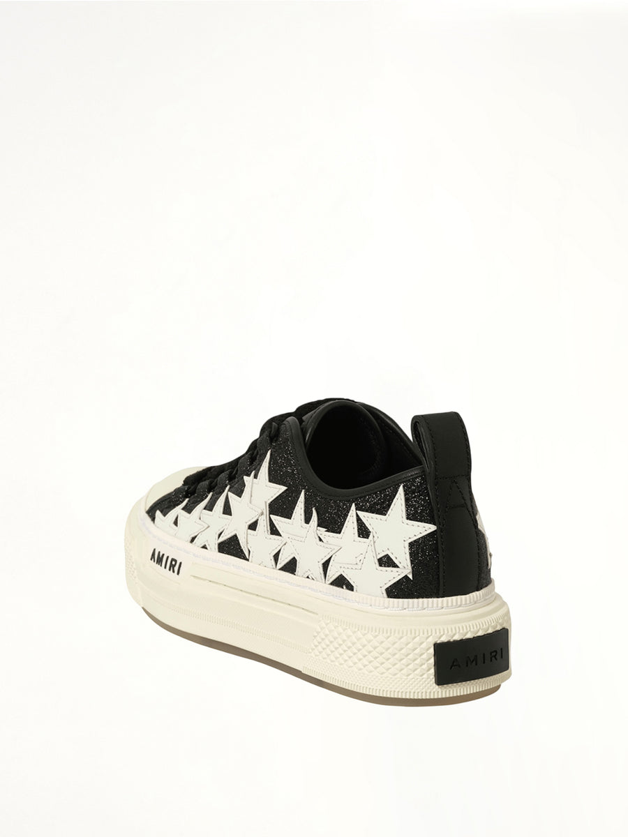 Glitter Stars Court Low Sneaker in Black Back View | AMIRI