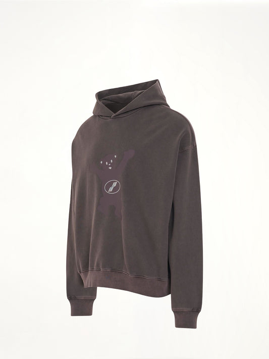 New Teddy Logo Pigment Hoodie in Charcoal