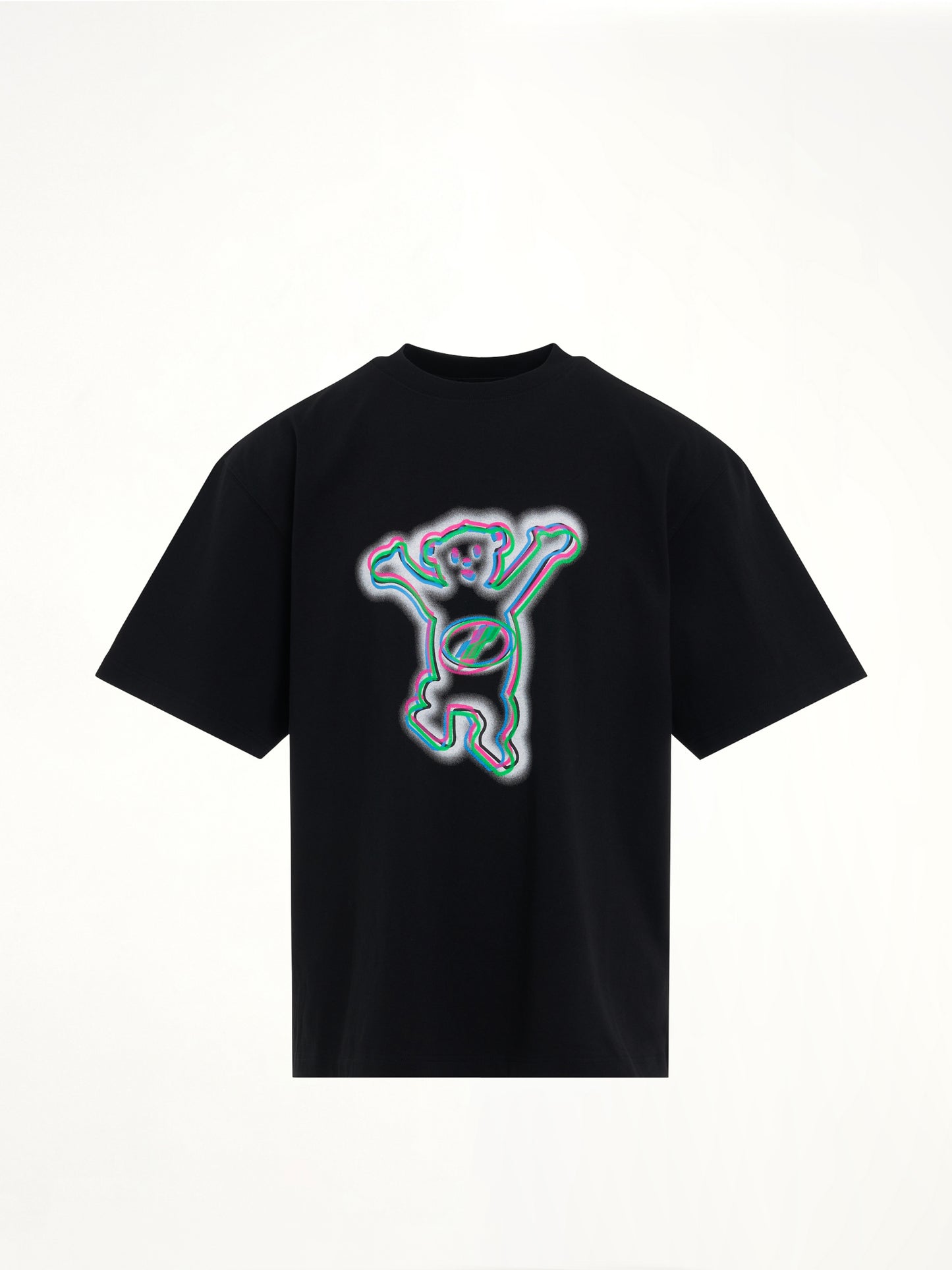 Colourful Teddy Print T-Shirt in Black