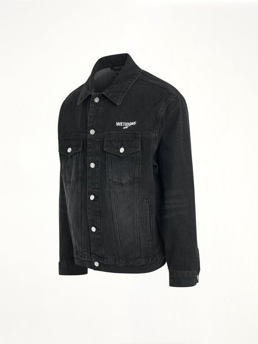 1506 Logo Loose-Fit Denim Trucker Jacket in Black