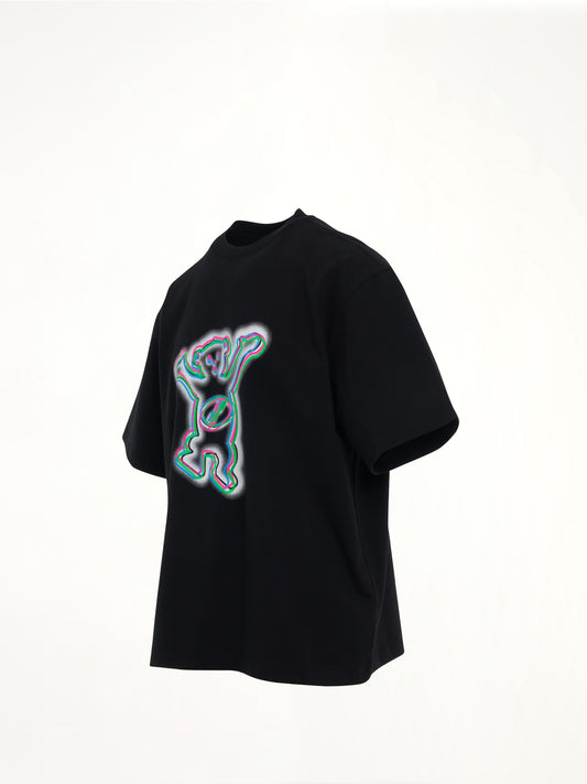 Colourful Teddy Print T-Shirt in Black