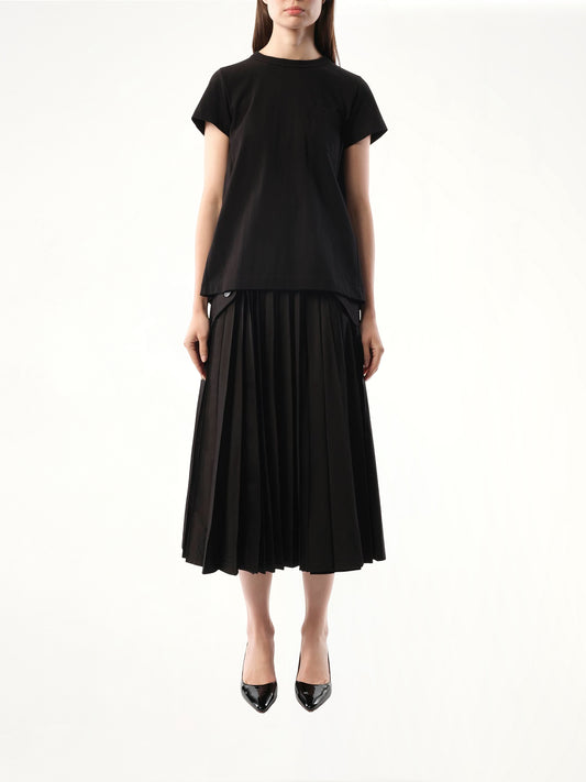 Cotton Poplin x Jersey T-Shirt in Black