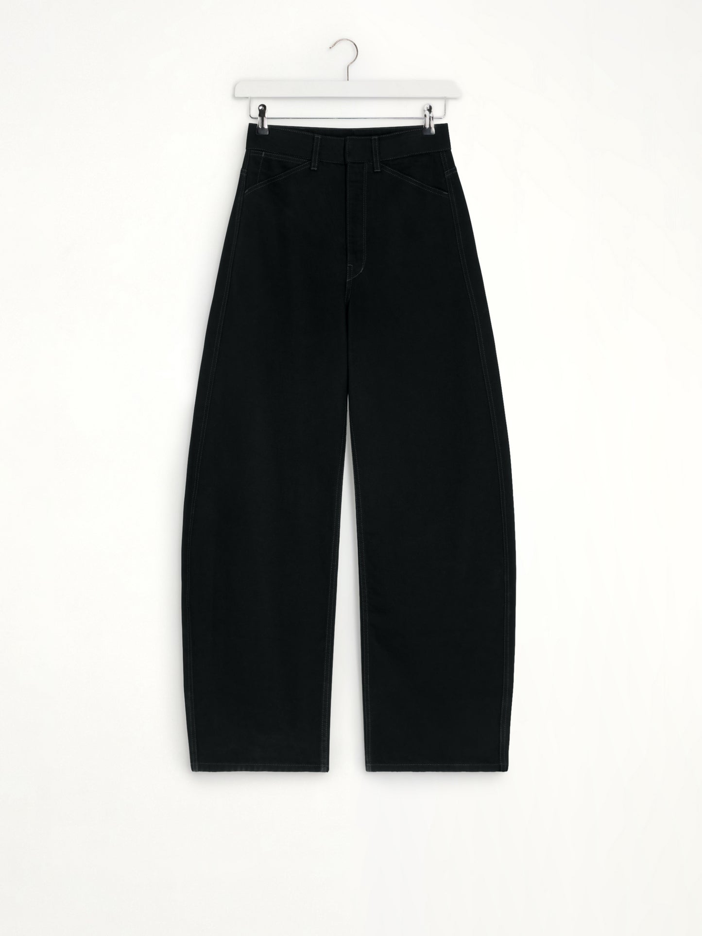 High Waisted Curved Pants in Black