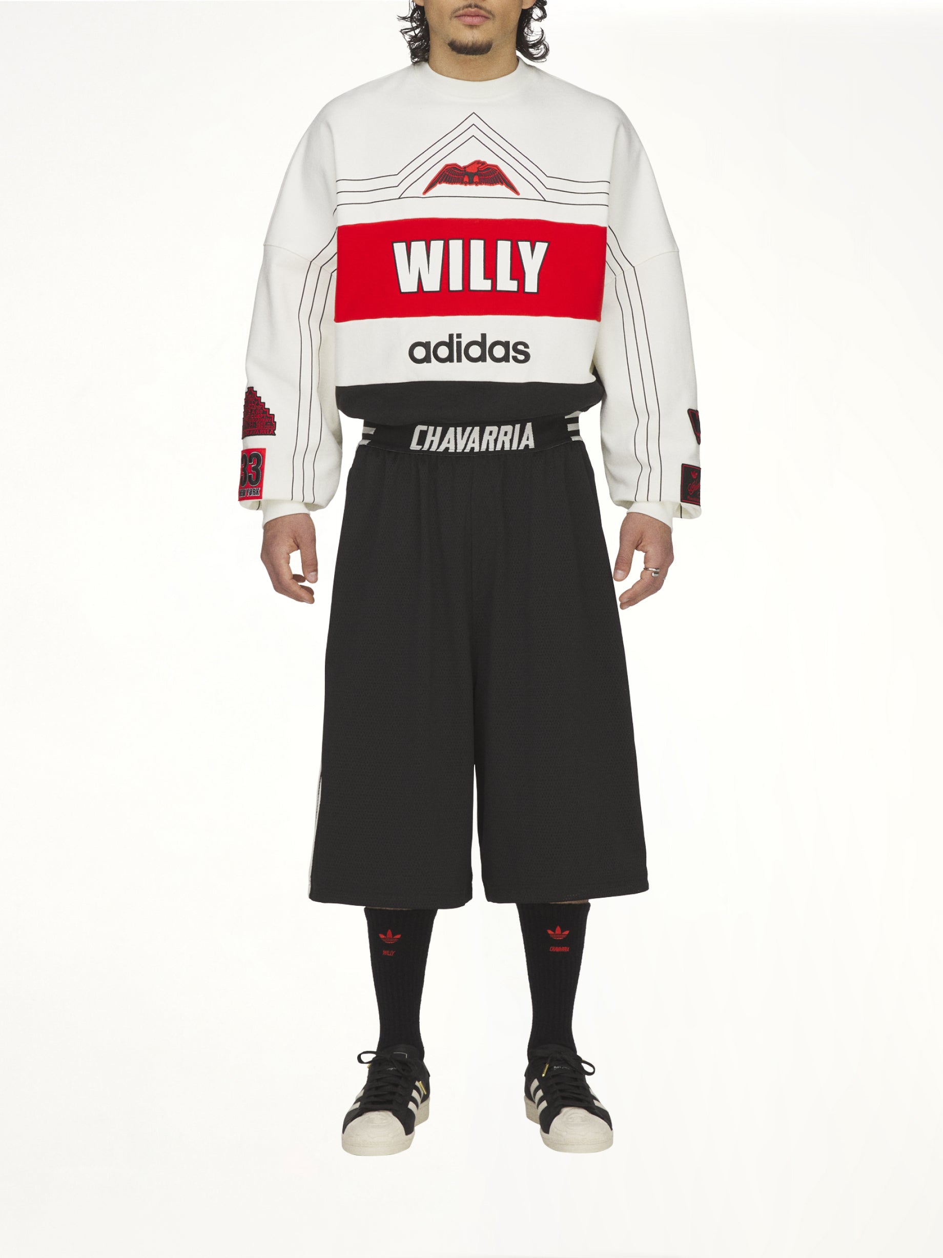WILLY CHAVARRIA Adidas x WC NY Sweatshirt in Black Model View from MARAIS