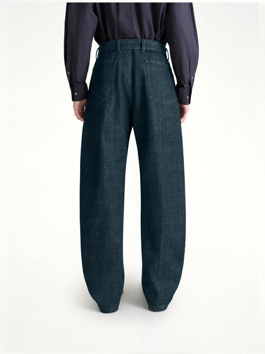 Twisted Belted Pants in Denim Indigo