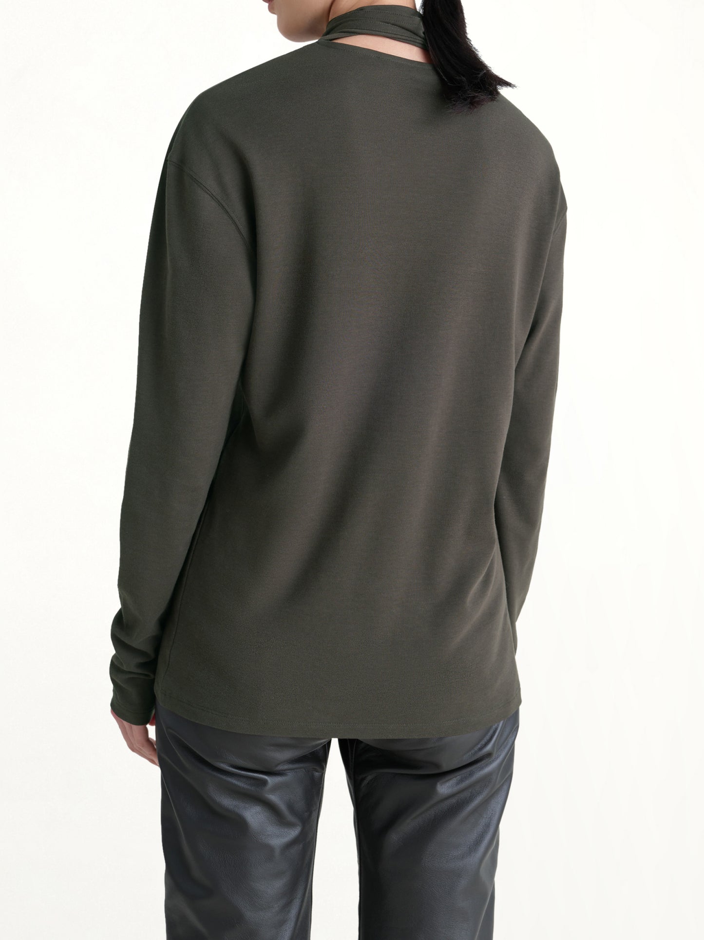 Long Sleeve Foulard Top in Dark Espresso