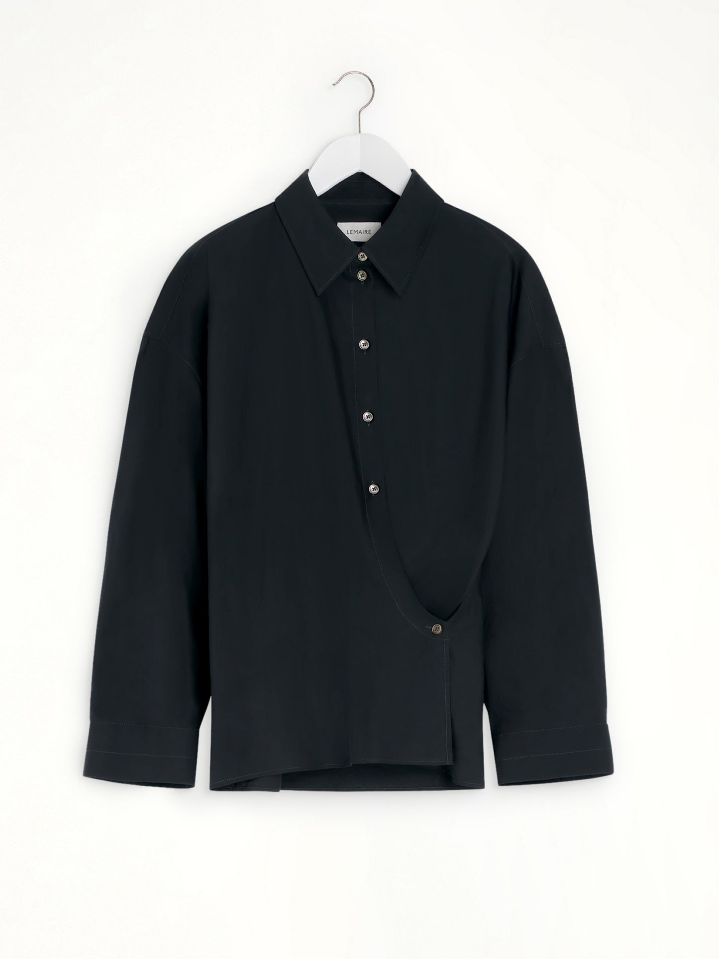 Straight Collar Twisted Shirt in Squid Ink