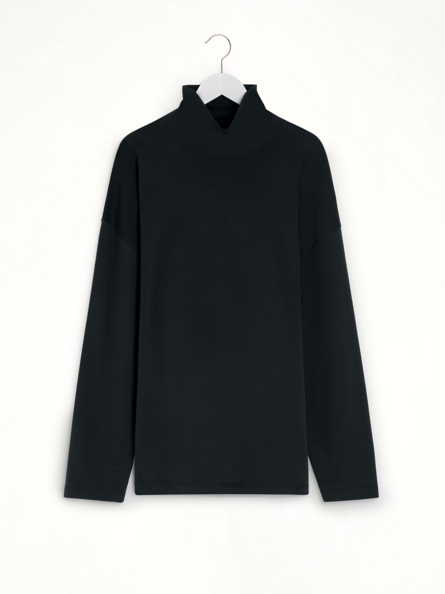 Relaxed Mock Neck T-Shirt in Black