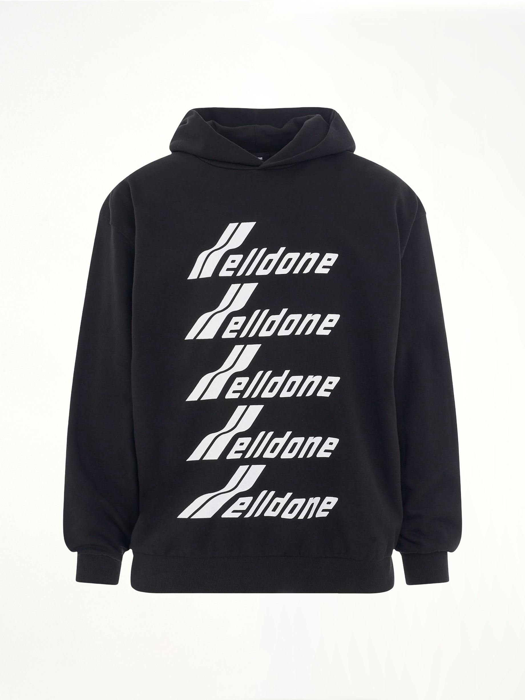 Multiple Front Logo Hoodie in Black