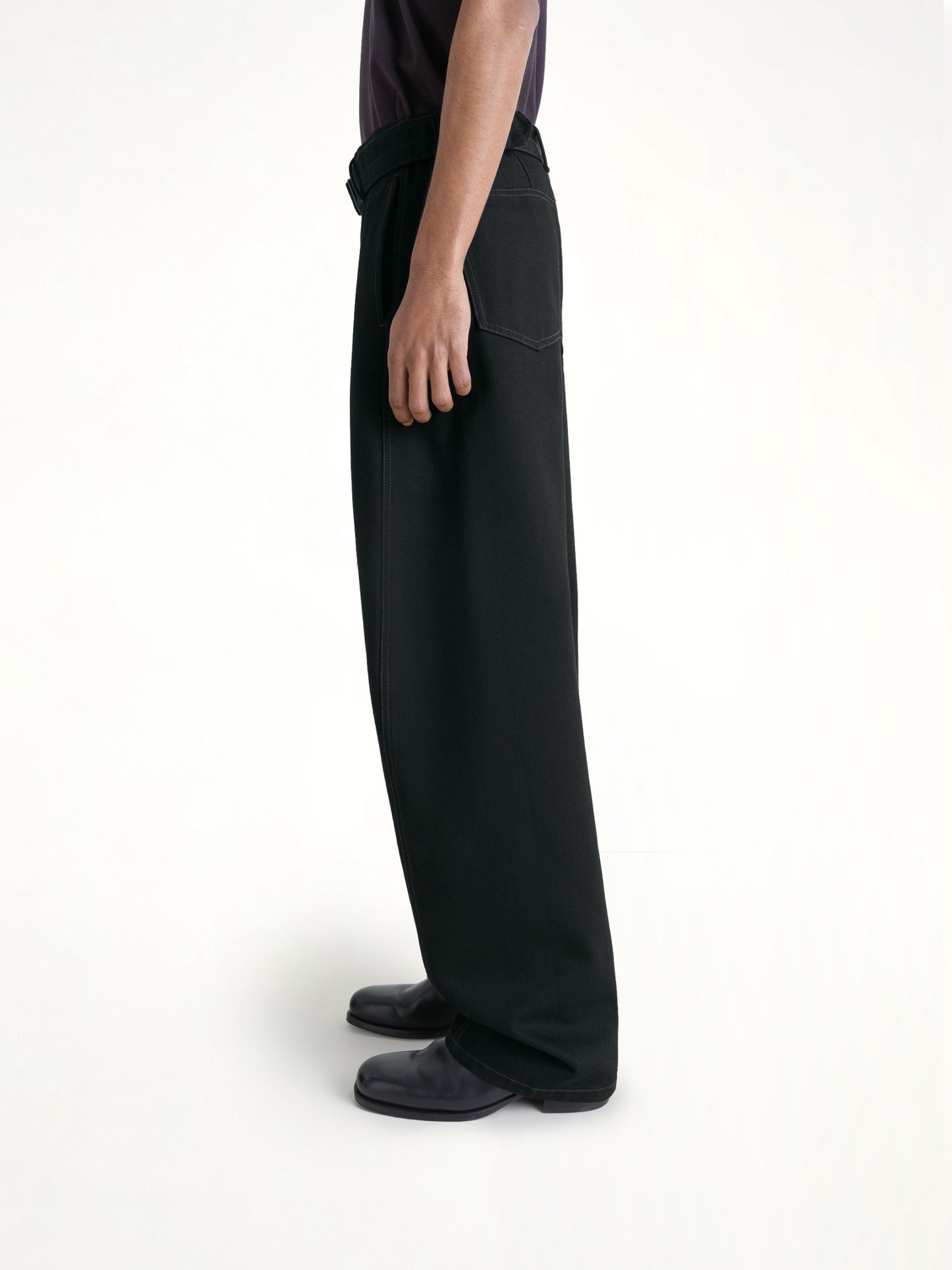 Twisted Belted Pants in Black