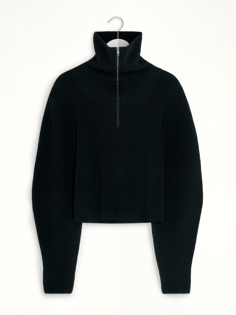 Zipped Sweater in Black
