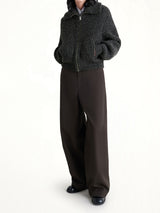 Zipped Cardigan in Black / Mink Brown