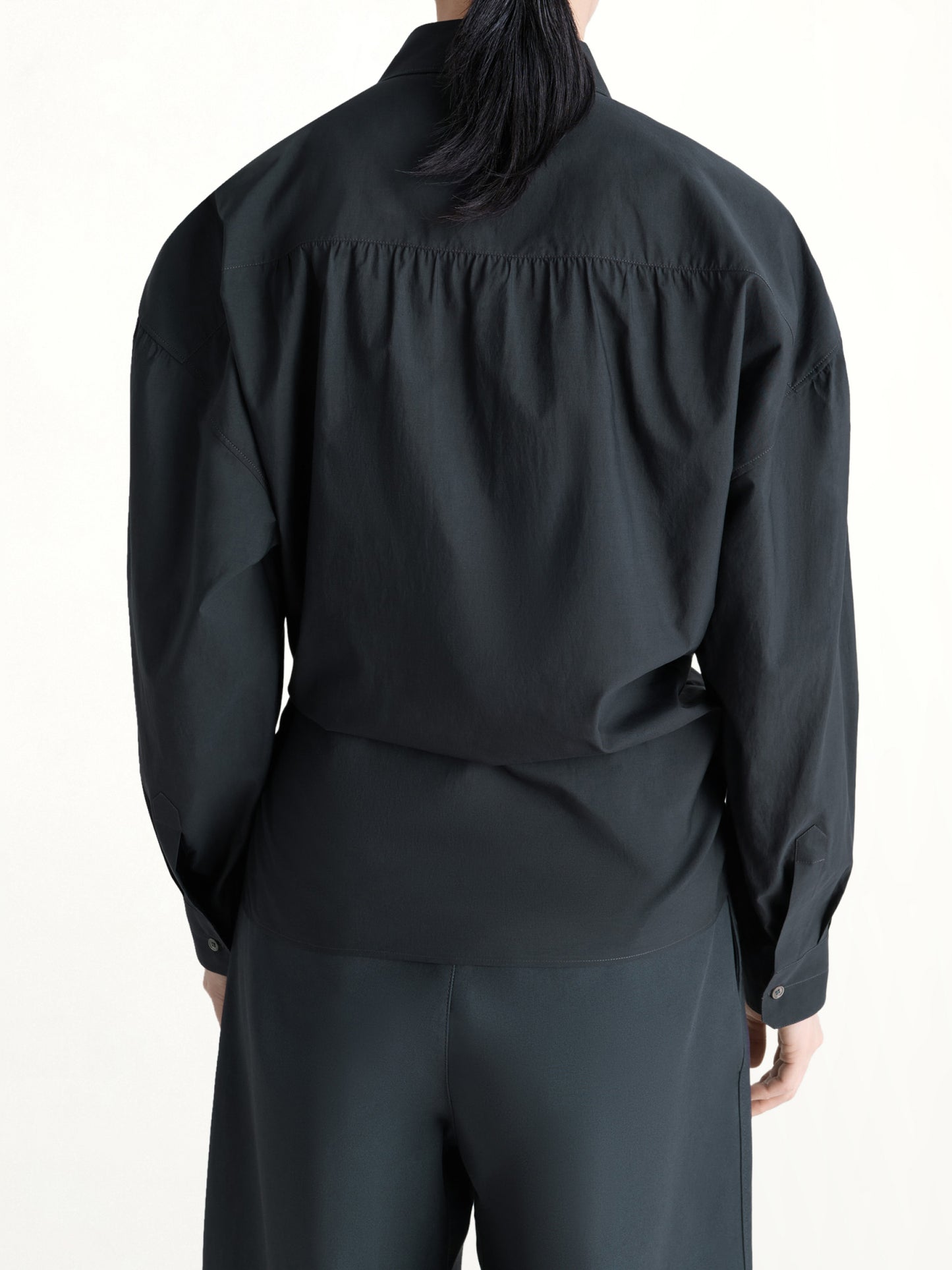 Straight Collar Twisted Shirt in Squid Ink