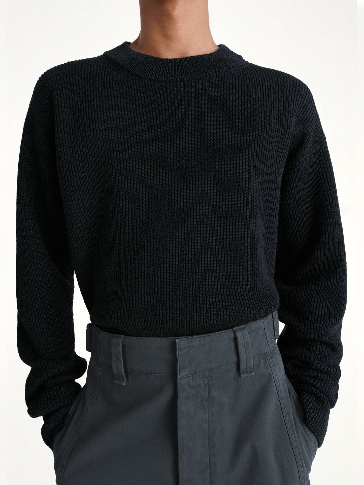 Boxy Round Neck Sweater in Black