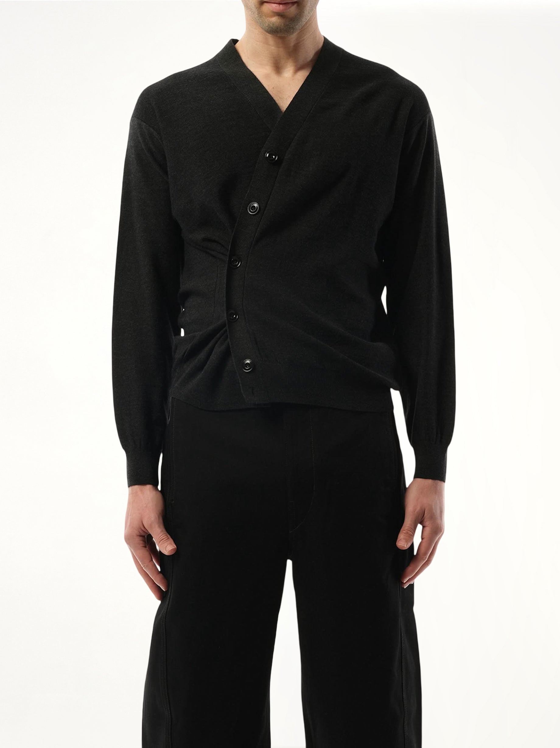 Relaxed Twist Cardigan in Anthracite